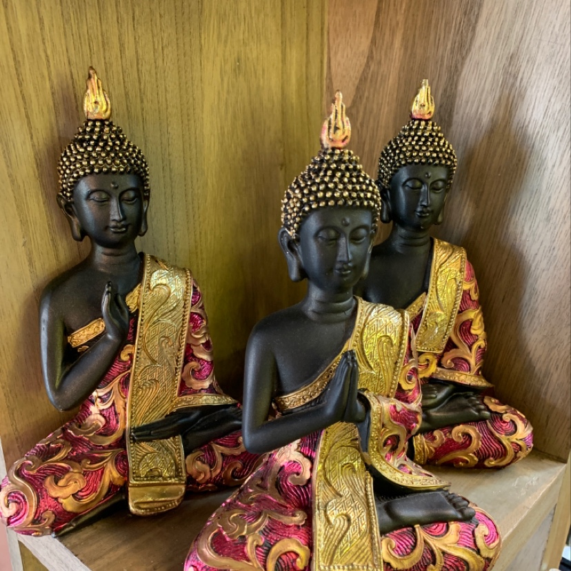 Rose gold Thai Buddha statue ornament set Specification image