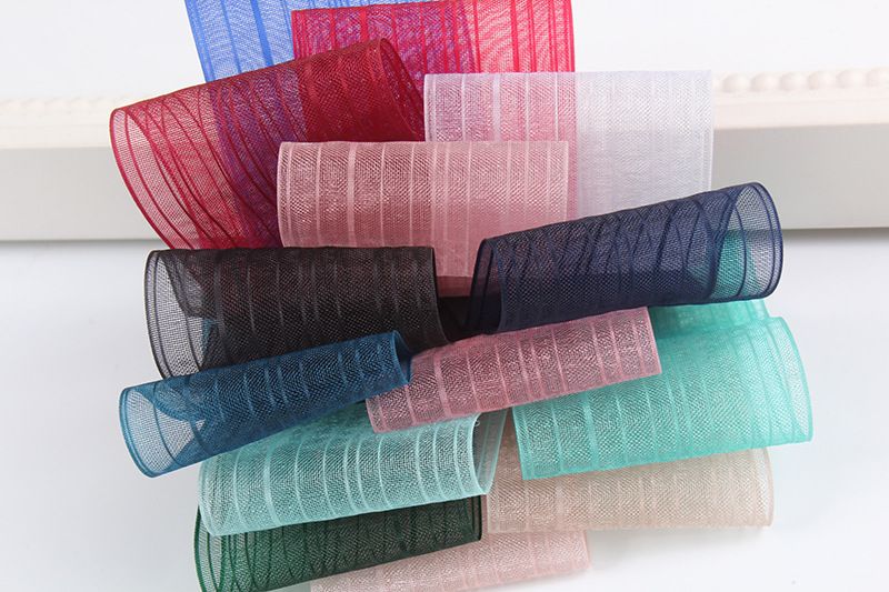 South Korean ribbon with silk mesh with striped snow gauze with bow Handmade DIY ribbon clothing accessories packaging accessories thumbnail