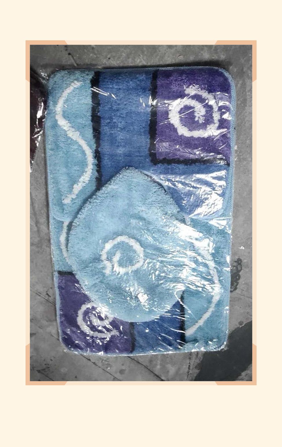 Point-molded base flocked jacquard three-piece bathroom floor mat, door mat, toilet mat, flocked mat, three-piece floor mat Item Picture