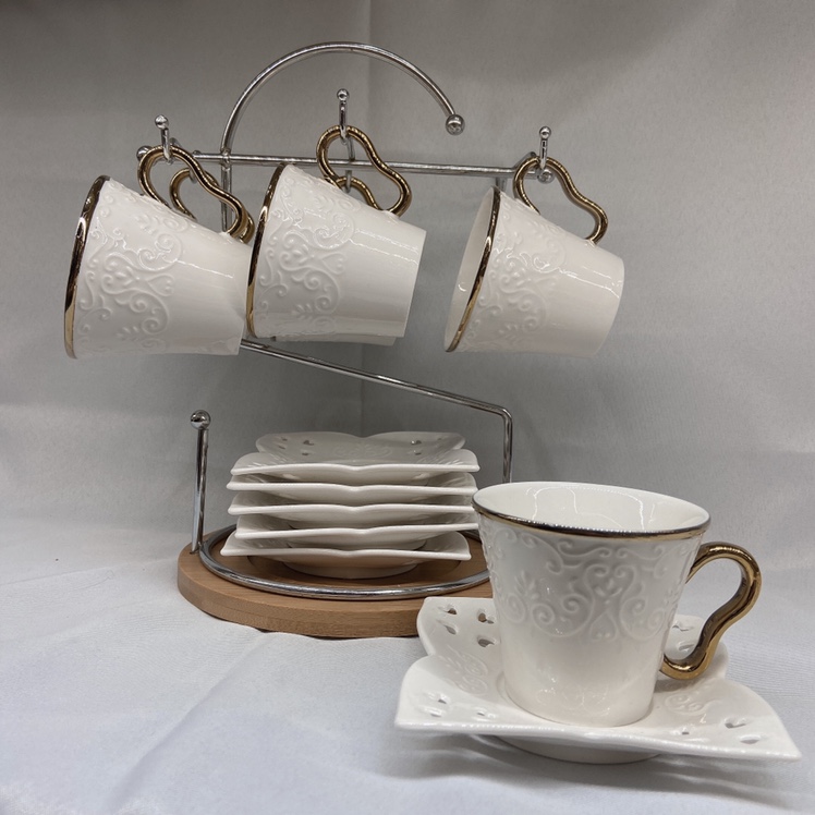 镂空铁架咖啡杯碟套装