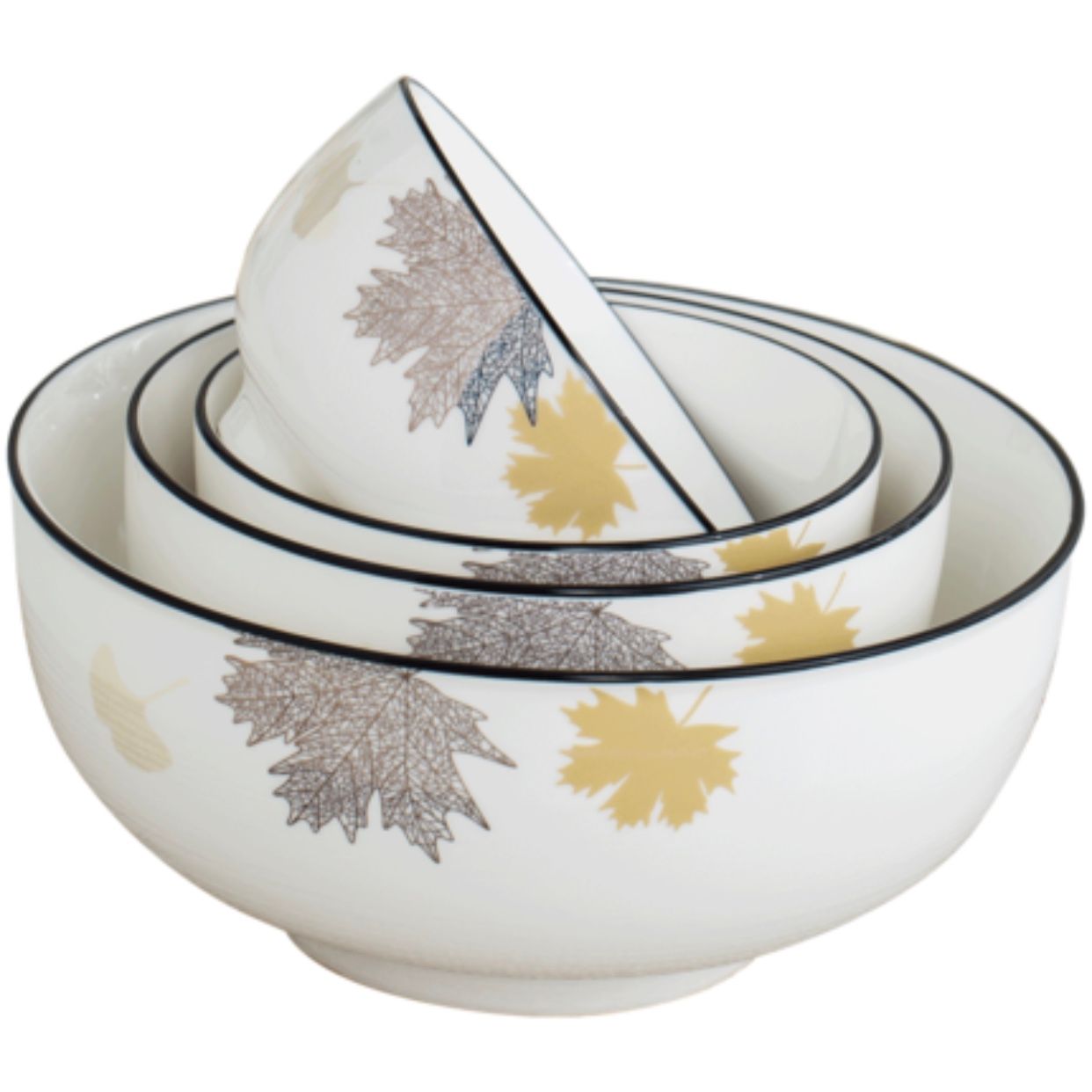 The ceramic tableware, ceramic plates and bowls series are filled with the fragrance of golden leaves Item Picture