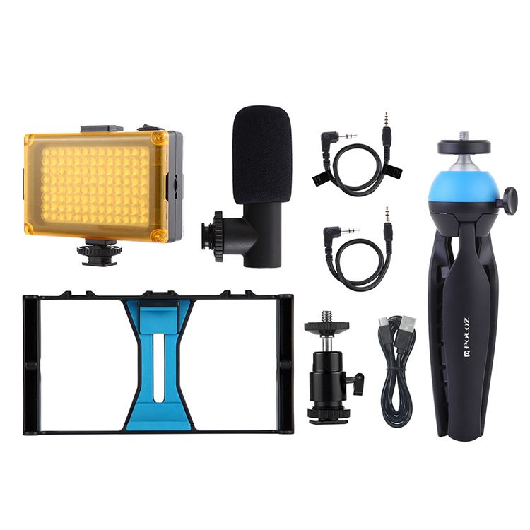 Mobile phone photography set, mobile phone live streaming rabbit cage set with fill light, microphone and tripod Item Picture
