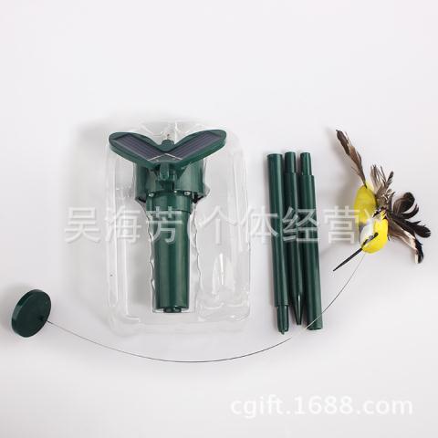 太阳能逗猫仿真蜂鸟玩具 电动仿真蝴蝶飞鸟 树脂工艺品园艺装饰详情图8
