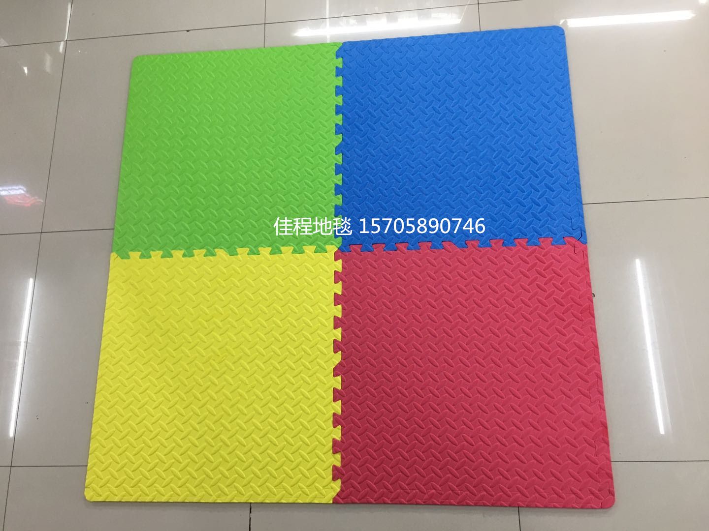 1.2cmEVA plain color floor mat Leaf pattern EVA plain color puzzle children's puzzle floor mat splicing mat Solid color floor mat 60*60*4 pieces Specification drawing