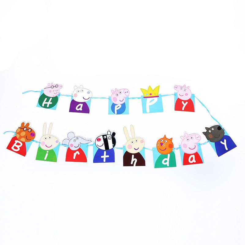 E003卡通独角兽火烈鸟美人鱼尾旗拉旗happy birthday儿童详情图6