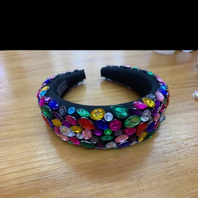 Headband New European And American Baroque Rhinoceros Headband New Geometric Wide Edge Full Of Diamonds Colorful Diamonds Fashion Ball Show Hair Accessories