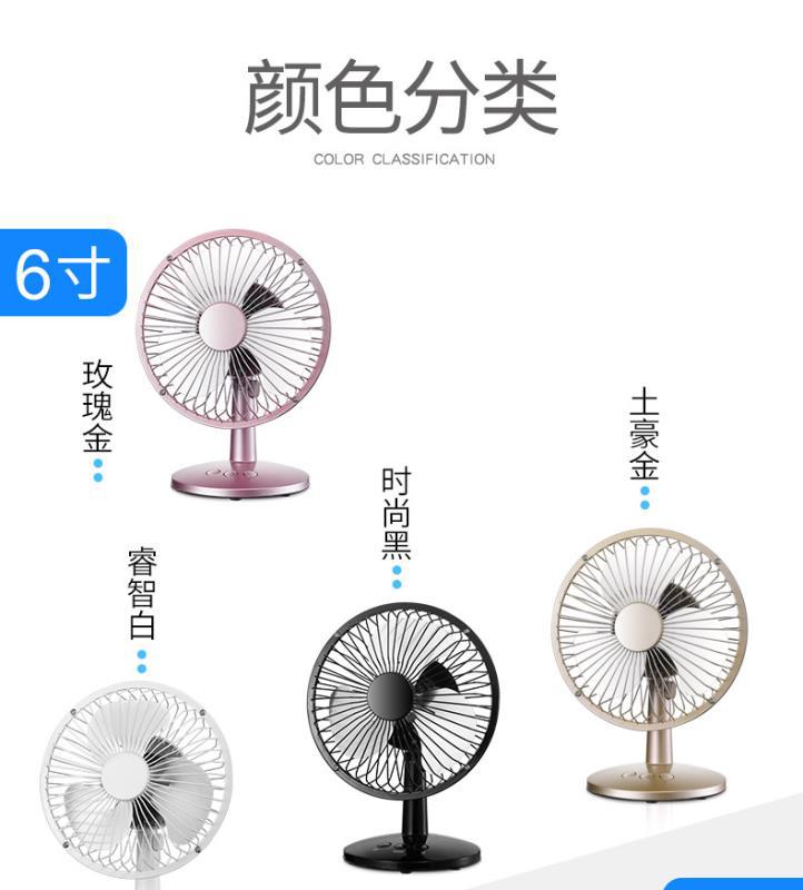 USB台式风扇桌面可充电小风扇4寸6寸迷你宿舍电风扇风速可调大风详情图11
