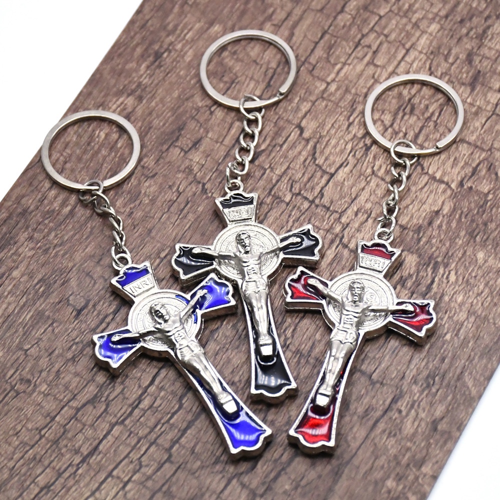 Drip Oil Cross Key Chain Pendant Ring Ring Buckle Jewelry Religious Gifts Free Key Chain Application Scenario