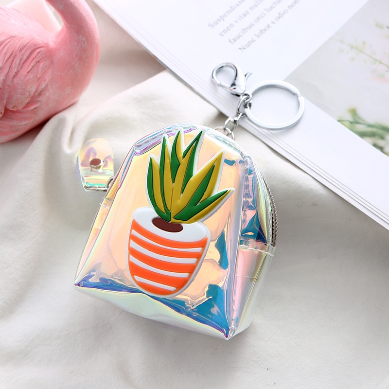 淘宝热销少女镭射透明零钱包 果冻卡通仙人掌硬币包 pvc收纳钱包产品图