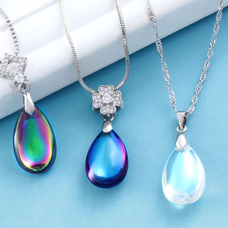 厂家直销素面水滴单孔吊坠K9钻项链毛衣链配件diy玻璃耳饰品配件详情图8