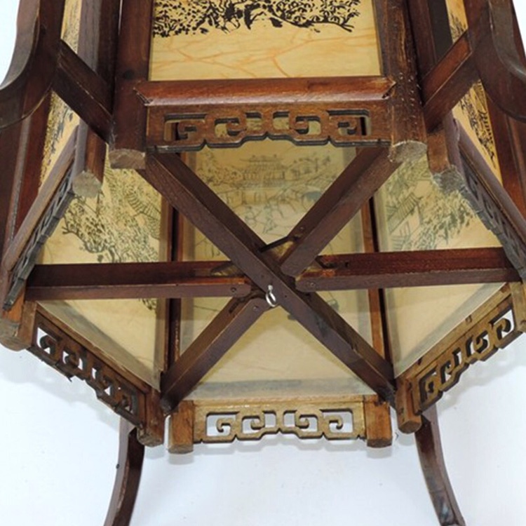 Custom-made Chinese solid wood palace lanterns, tea house antique sheepskin classical balcony chandeliers, outdoor waterproof large red lanterns Application Scenario