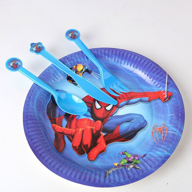 F005蜘蛛侠spiderman儿童生日节日派对7寸纸盘卡通图案派对套装详情图4