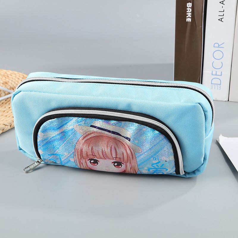 韩国 幻彩文具盒 大容量双拉链铅笔盒 时尚学生笔袋UG-808详情2