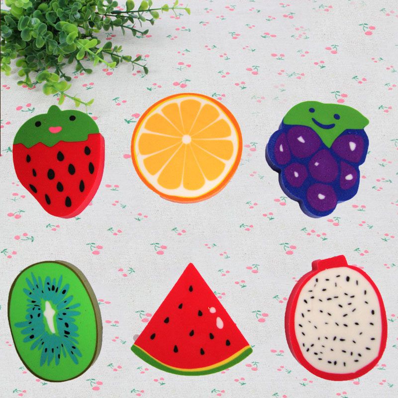 Lovely small piece of fruit shape eraser creative stationery wholesale Primary school students award children gifts thumbnail