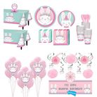 A012粉色可爱小兔子主题 生日派对桌布纸杯盘拉旗套装