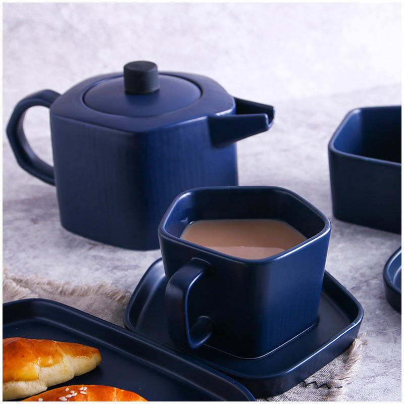 Nordic-style matte ceramic teapot and irregular geometric coffee pot pic 3