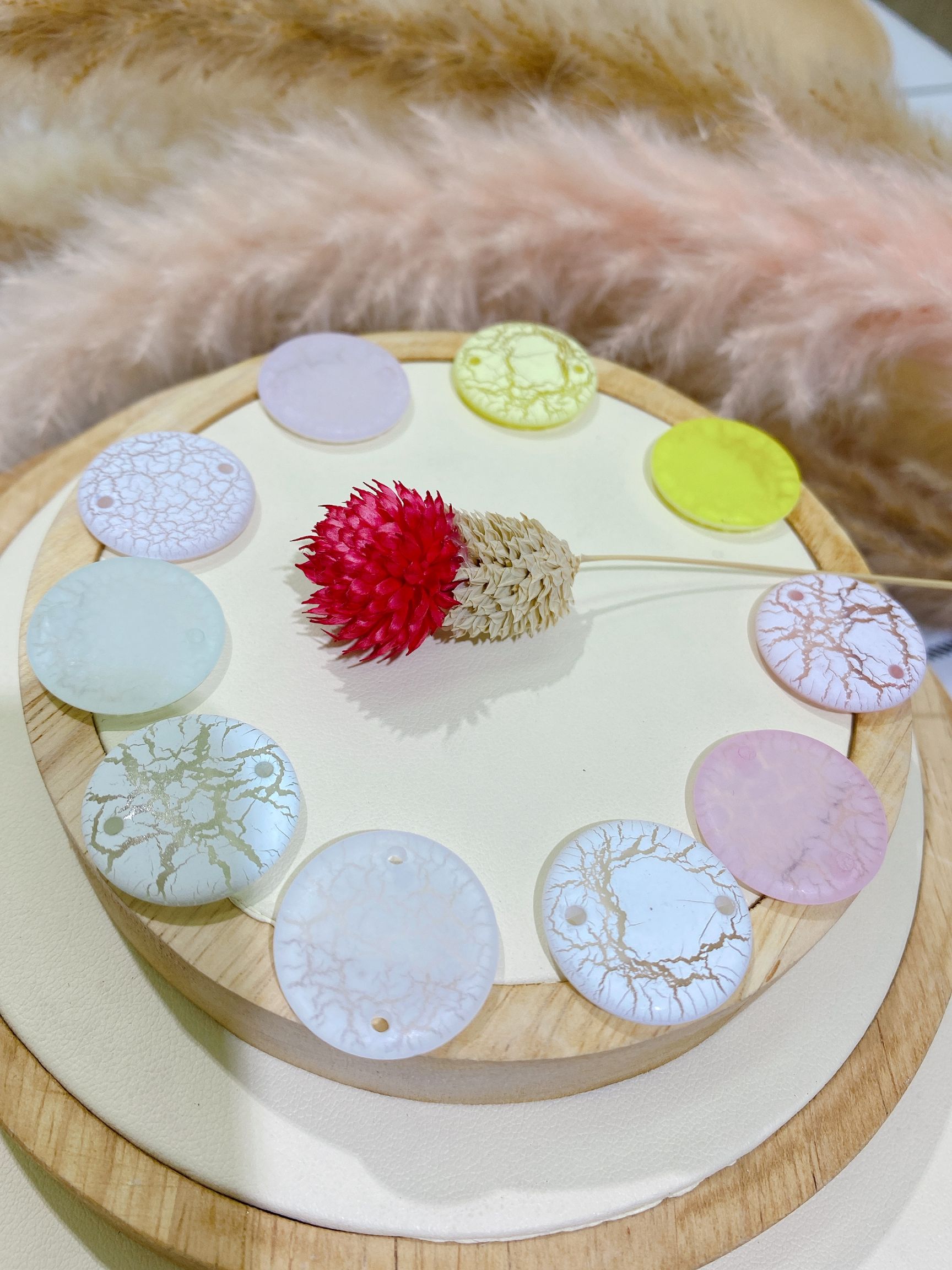 Acrylic paint effect double hole circular DIY door curtain accessories