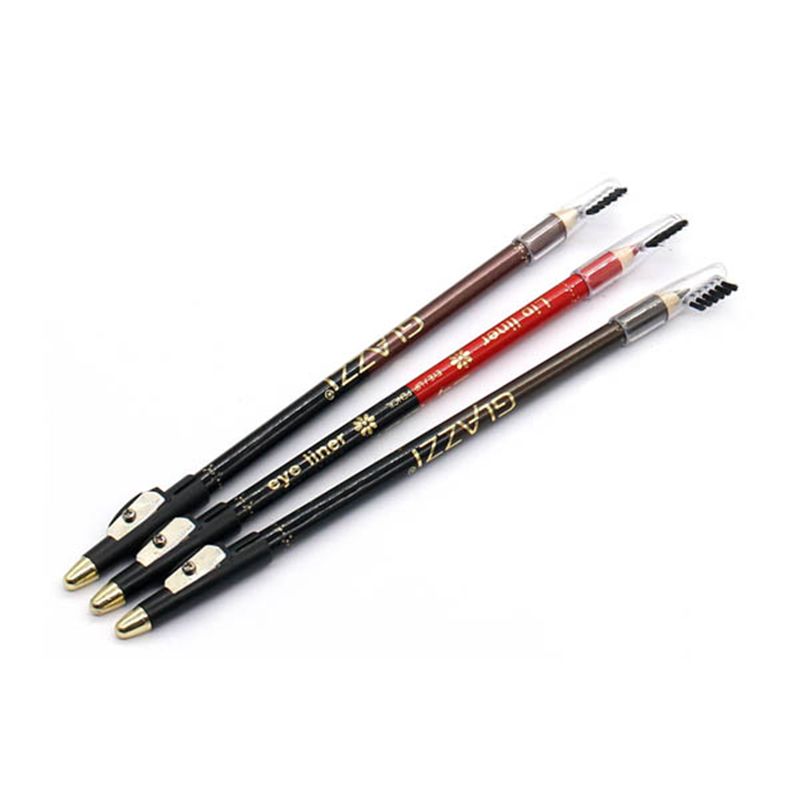 GLAZZI black eyeliner eyebrow pencil waterproof anti - sweat anti - stain non - decolorizing with knife brush manufacturers direct thumbnail