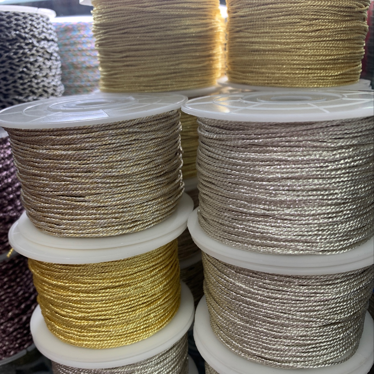 1.2mm three-strand twisted gold and silver thread thumbnail