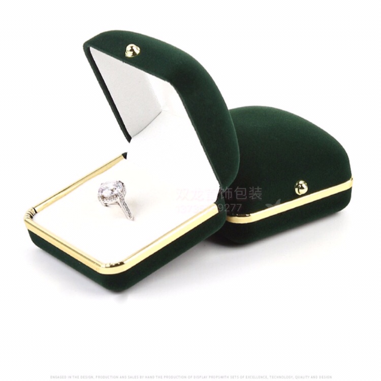 新款金边绒布植绒戒指首饰盒饰品收纳盒戒指项链手镯手链手表珠宝首饰盒展示道具