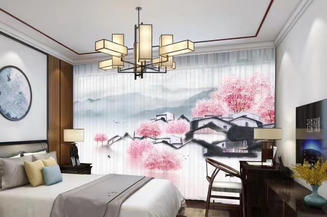 New style factory direct sales available for retail and wholesale. Customized curtains featuring new Chinese-style digital bestsellers and landscape paintings details Picture