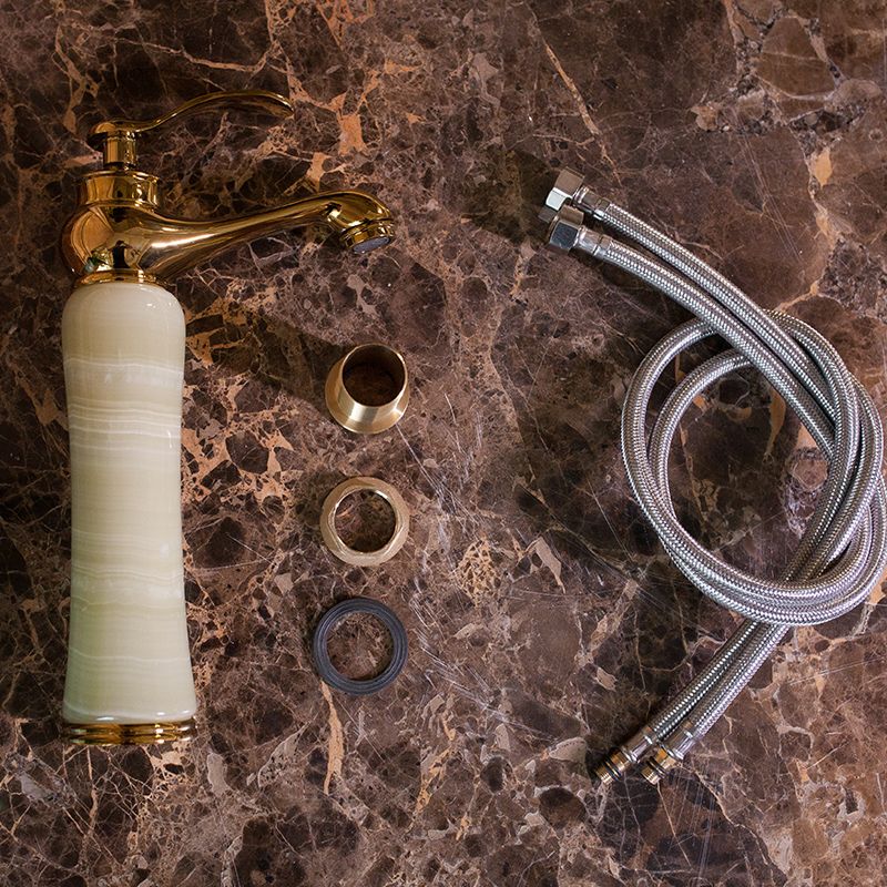 冷热全铜高款欧式下水器套装玉石水龙头卫生间台上盆详情图3