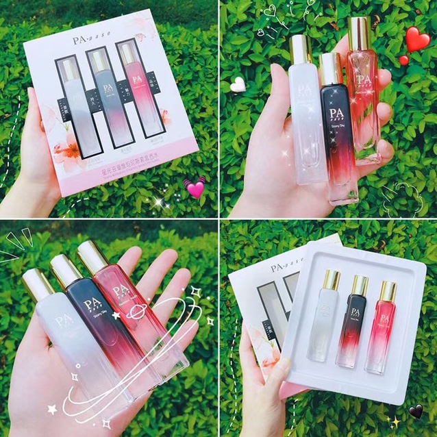 PA Snow three perfume pack box with nine colors and nine flavors, fragrant, elegant and portable, 3*15ml