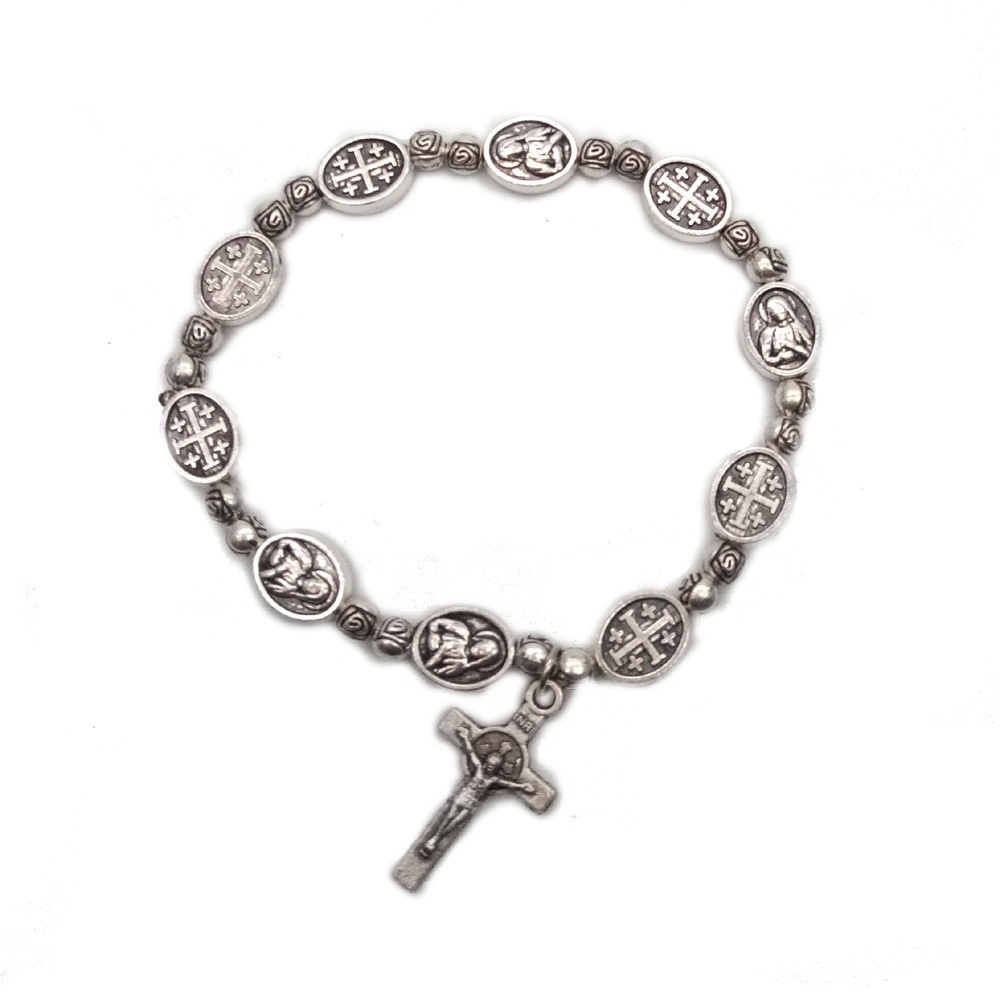 Catholic Religious Articles Our Lady Rose Beads Rosary Beads Cross Bracelet Elastic Hand Ornaments No Cards