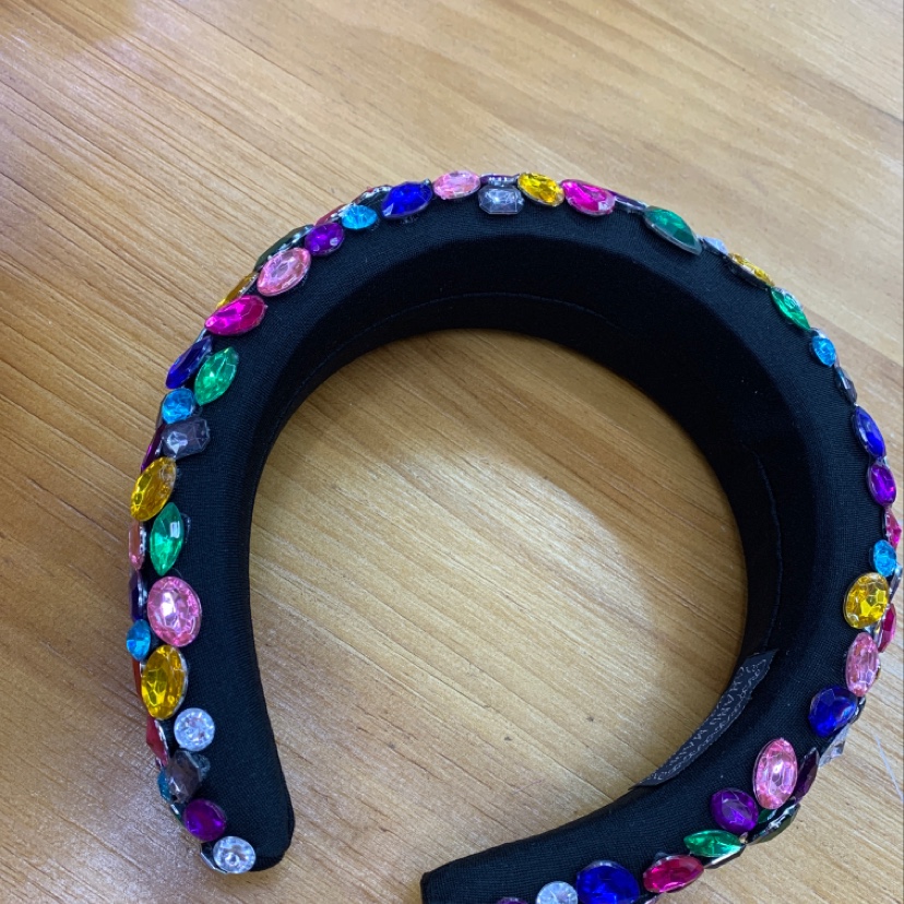 Headband New European And American Baroque Rhinoceros Headband New Geometric Wide Edge Full Of Diamonds Colorful Diamonds Fashion Ball Show Hair Accessories Specification drawing