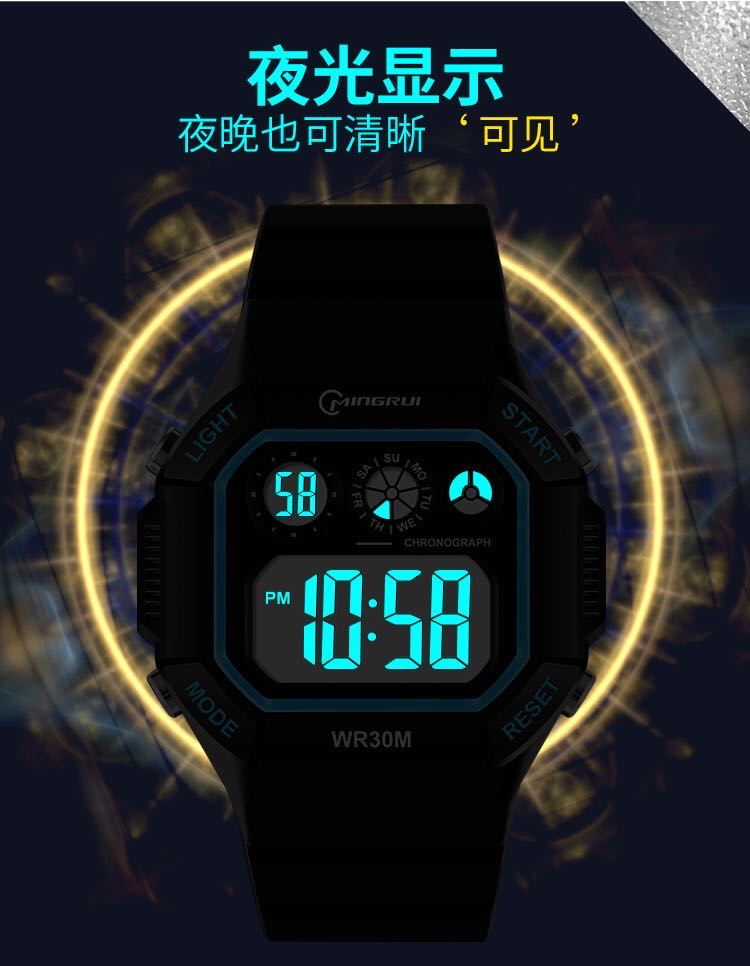 Nombre rui reloj electrónico hombres deporte moda impermeable nadar adolescente luminoso multifunción estudiante reloj electrónico detail image 4