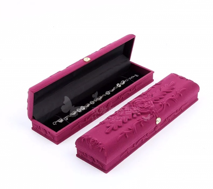植绒玫瑰印花项链首饰盒饰品收纳盒戒指项链手镯手链吊坠首饰包装礼物盒子
