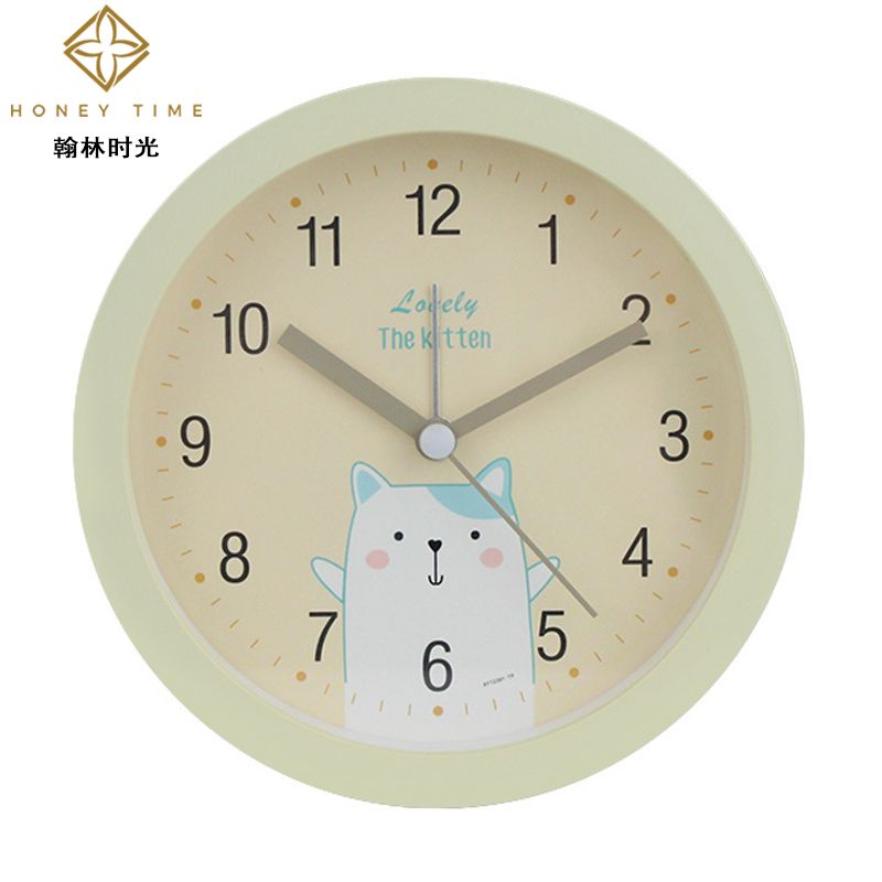 创意新品圆形亚克力数字可爱卡通闹钟 儿童学生礼品宽边静音时钟产品图