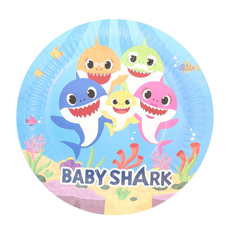 C006热卖鲨鱼宝宝BABY SHARK堡垒之夜7寸9寸生日派对蛋糕纸盘详情图5