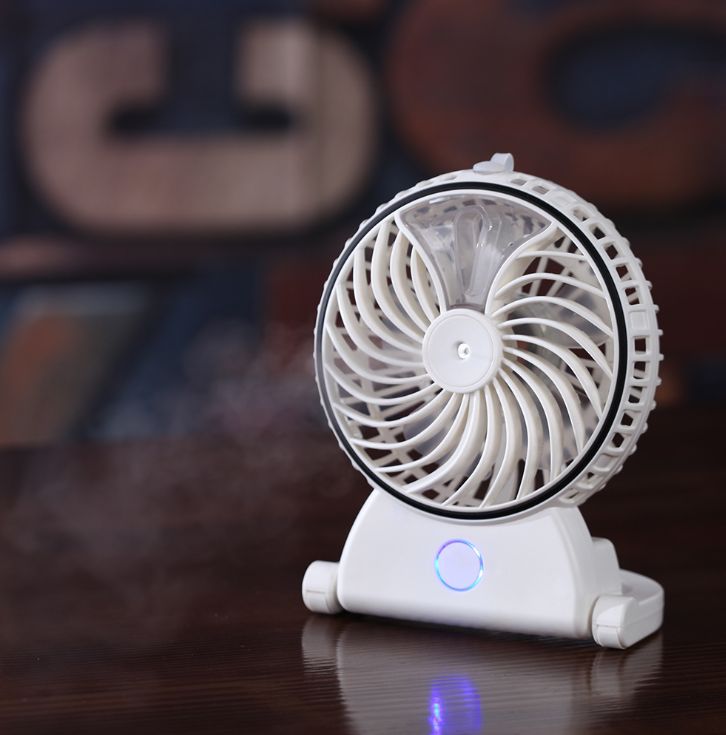 Charging 5 "cute mirror humidifying fan desktop beauty fan USB fan spray water mini fan Specification drawing