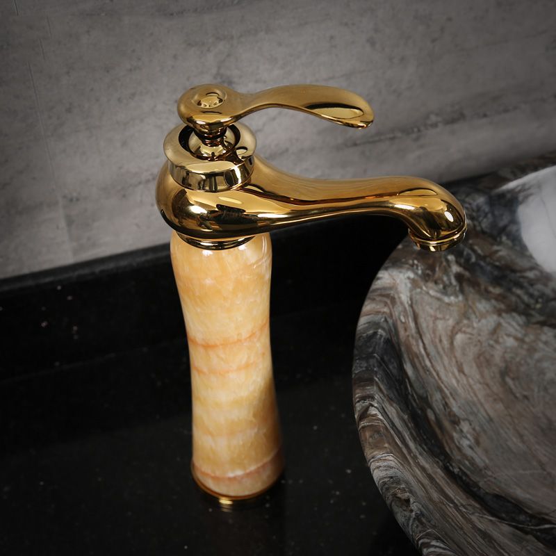欧式金色全铜天然玉石水龙头台上盆卫生间面盆冷热龙头详情图2