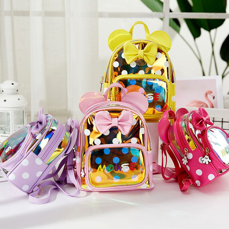 新款儿童卡通可爱小背包炫彩雷射幼儿园包包公主女童背包现货批发