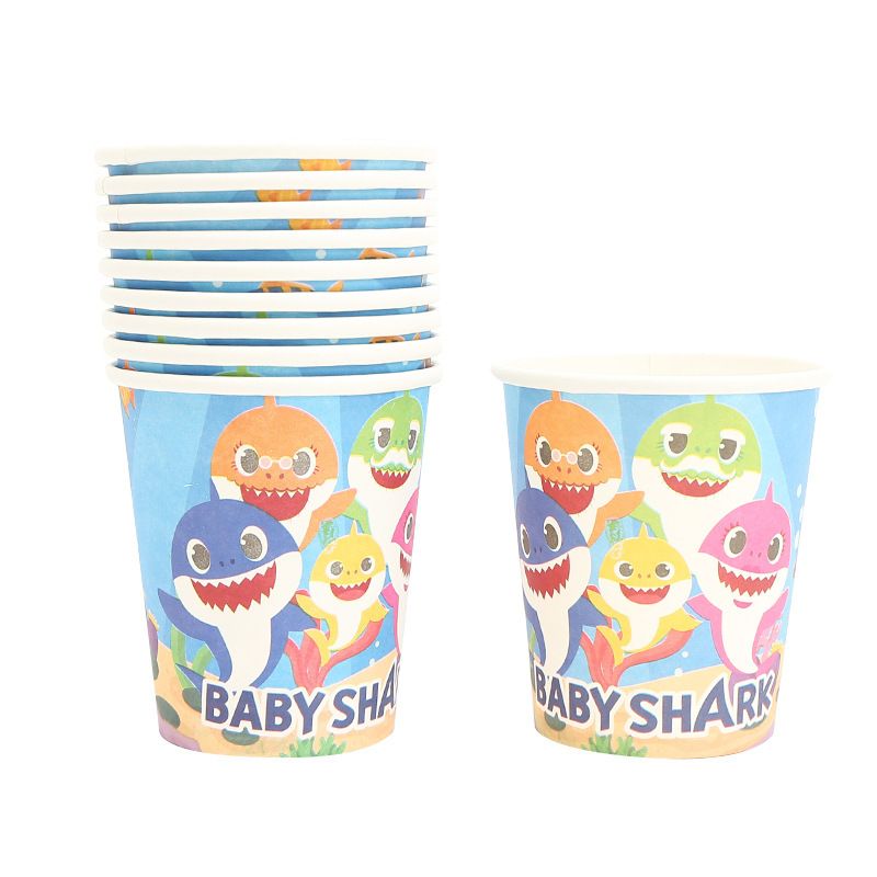 A014鲨鱼宝宝 baby shark 一次性纸杯 儿童生日派对卡通纸杯图