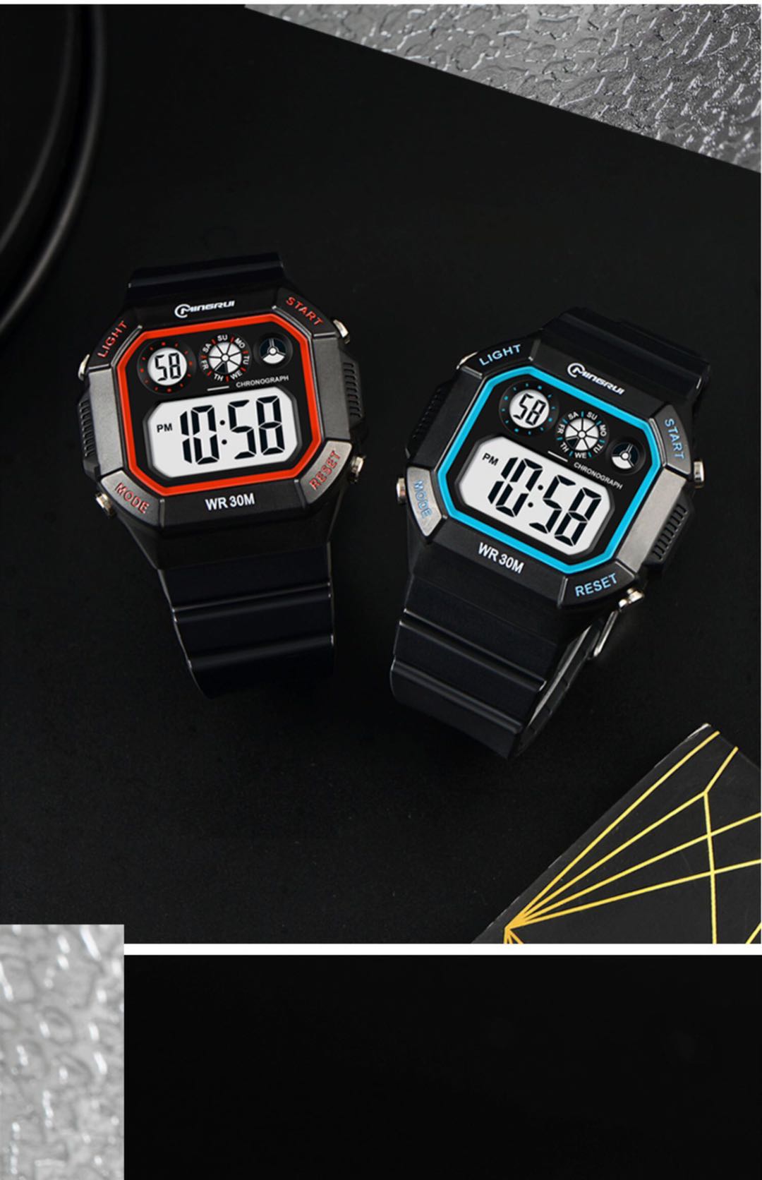 Nombre rui reloj electrónico hombres deporte moda impermeable nadar adolescente luminoso multifunción estudiante reloj electrónico detail image 11