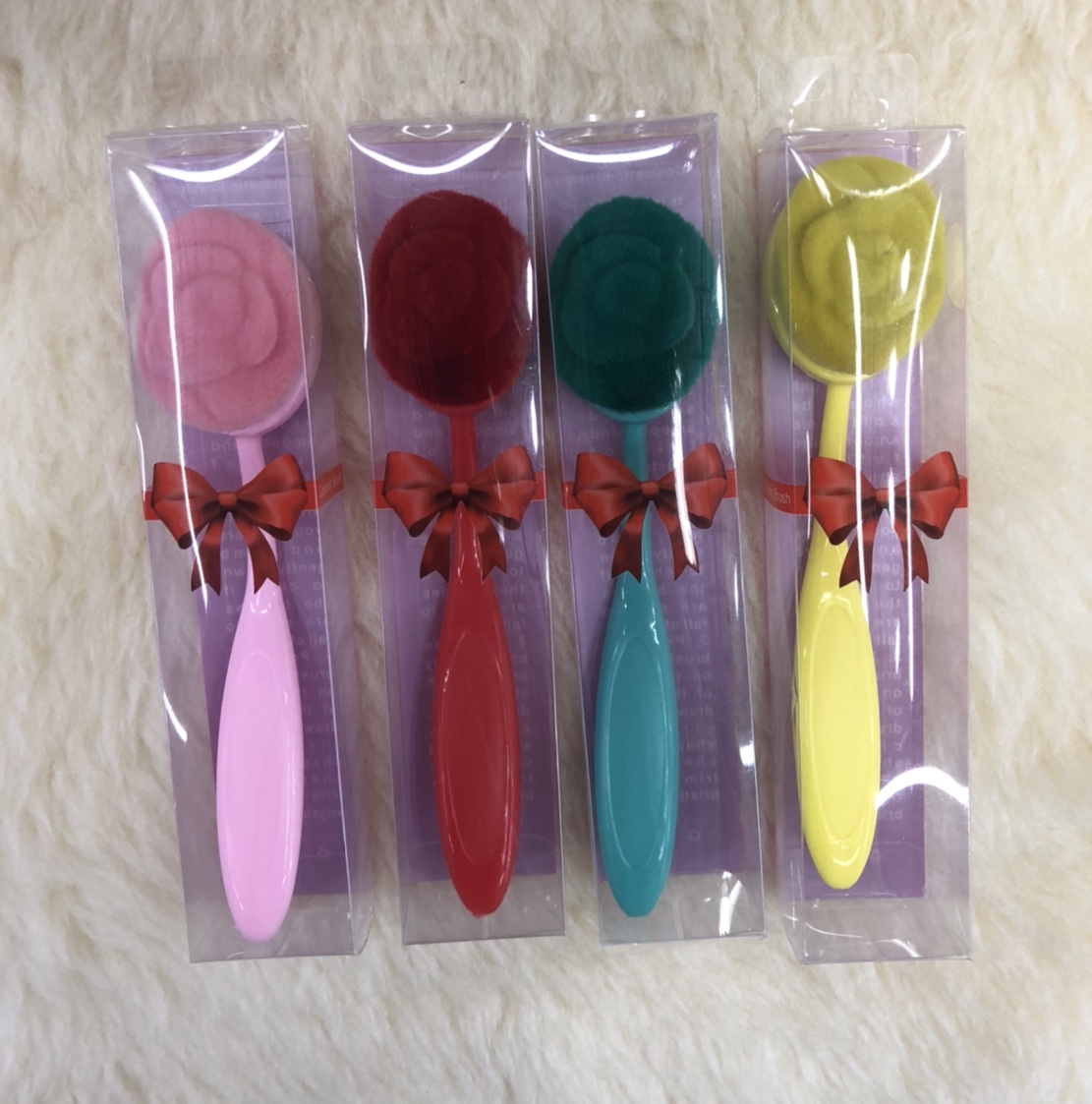 Makeup brush rose shapes in three colors thumbnail
