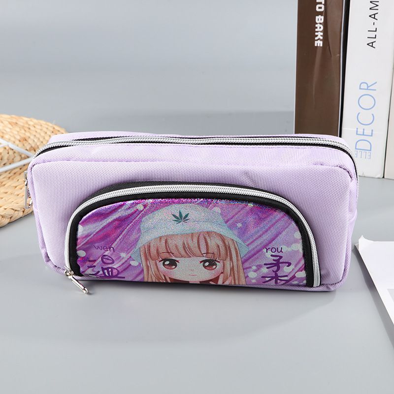 韩国 幻彩文具盒 大容量双拉链铅笔盒 时尚学生笔袋UG-808详情3