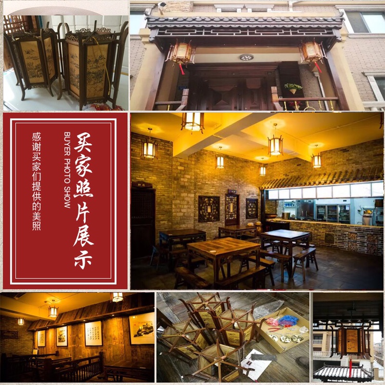 Custom-made Chinese solid wood palace lanterns, tea house antique sheepskin classical balcony chandeliers, outdoor waterproof large red lanterns details Picture