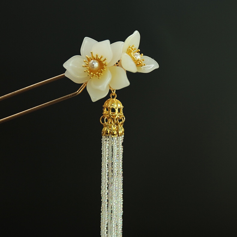 Long tassel Hanfu heirloom ancient style hairpin step shake bronze hair pin thumbnail