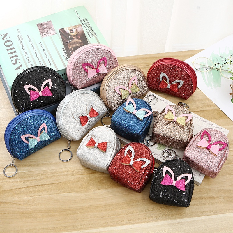 厂家热销星星亮片零钱包 女士蝴蝶结迷你背包 收纳贝壳包定制批发
