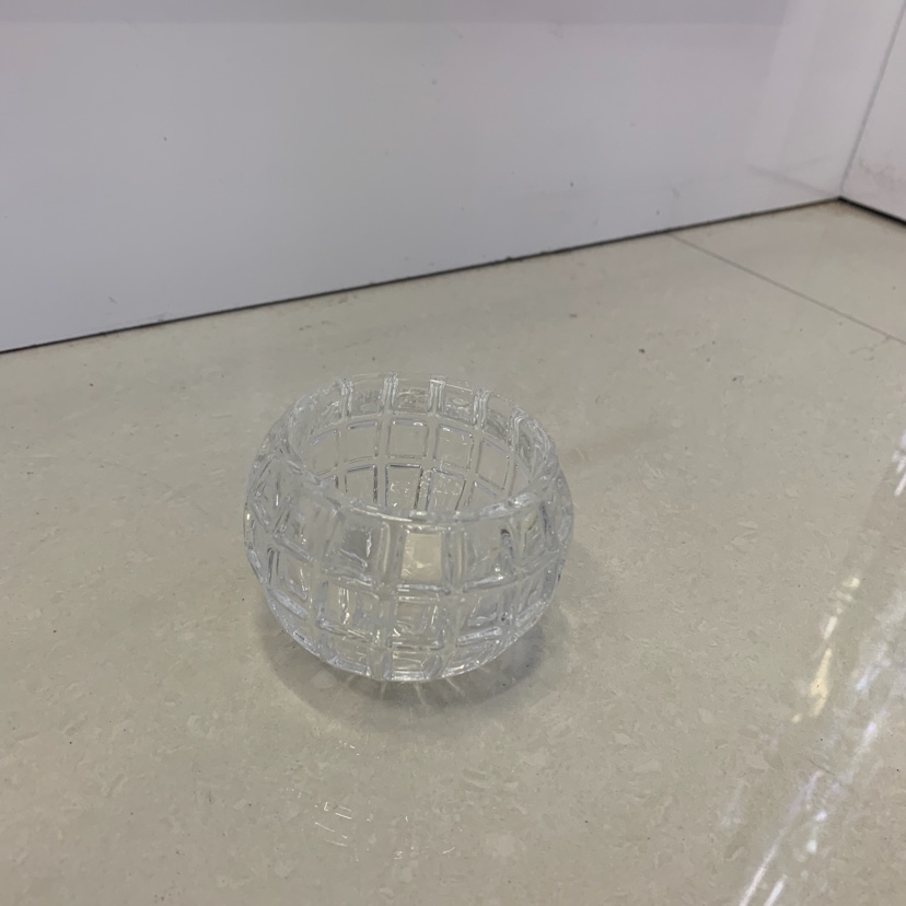 欧式加厚水晶圆球形花瓶透明水培铜钱草绿萝花盆客厅插花玻璃摆件