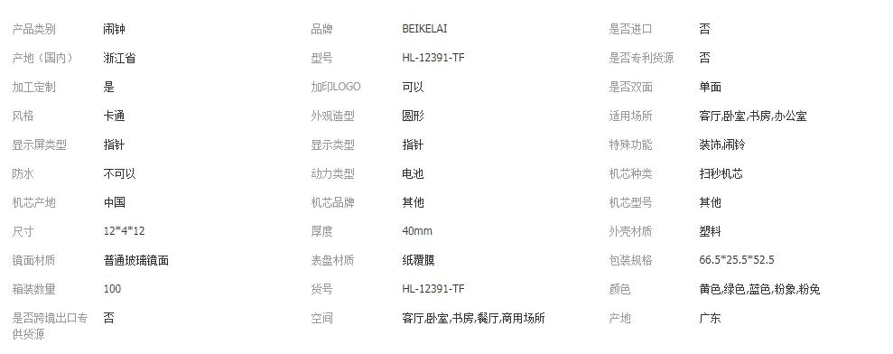 创意新品圆形亚克力数字可爱卡通闹钟 儿童学生礼品宽边静音时钟详情图1