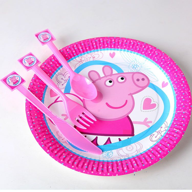 F003佩佩猪儿童生日节日派对道具用品7寸纸盘一次性纸质餐盘