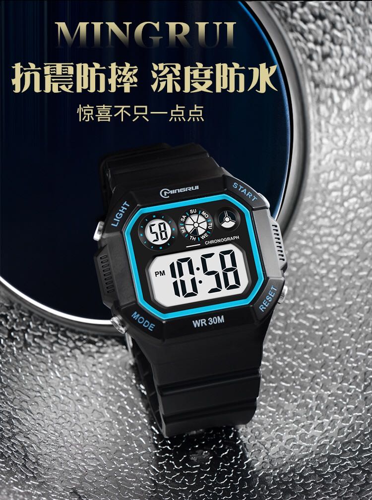 Nombre rui reloj electrónico hombres deporte moda impermeable nadar adolescente luminoso multifunción estudiante reloj electrónico detail image 1