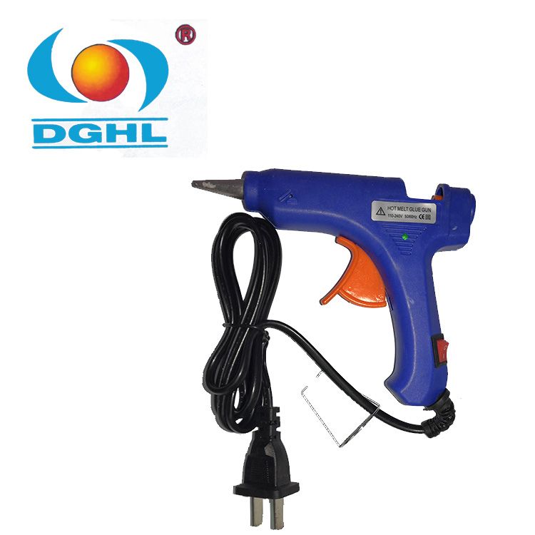 20W blue hot melt glue gun with switch, suitable for 7mm fine glue stick hot melt glue gun. Hot melt glue gun
