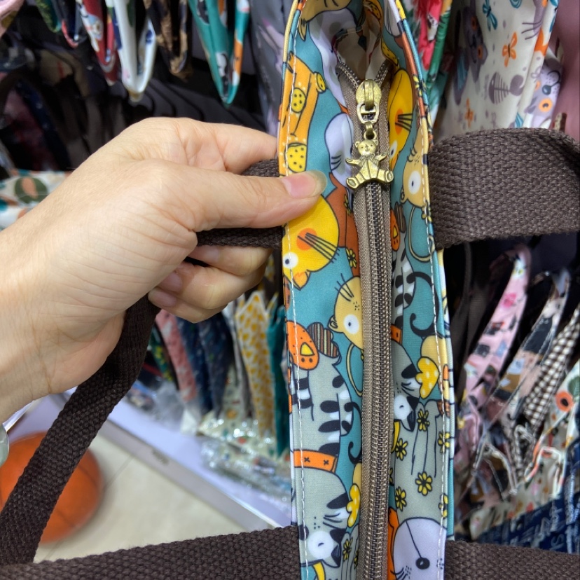 拉链购物包白底实物图