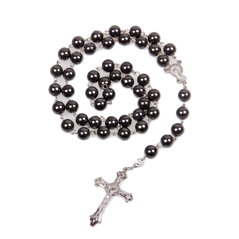 Non-Magnetic Black Gallstone Cross Necklace Jewelry Religious Jewelry